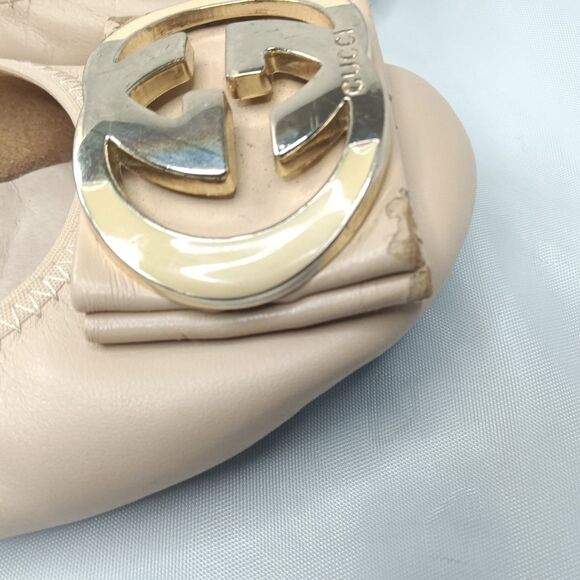 Gucci Interlocking G Logo Leather Ballet Flats Women's Shoes Sz EU 37/ 7M AS IS - Picture 9 of 16